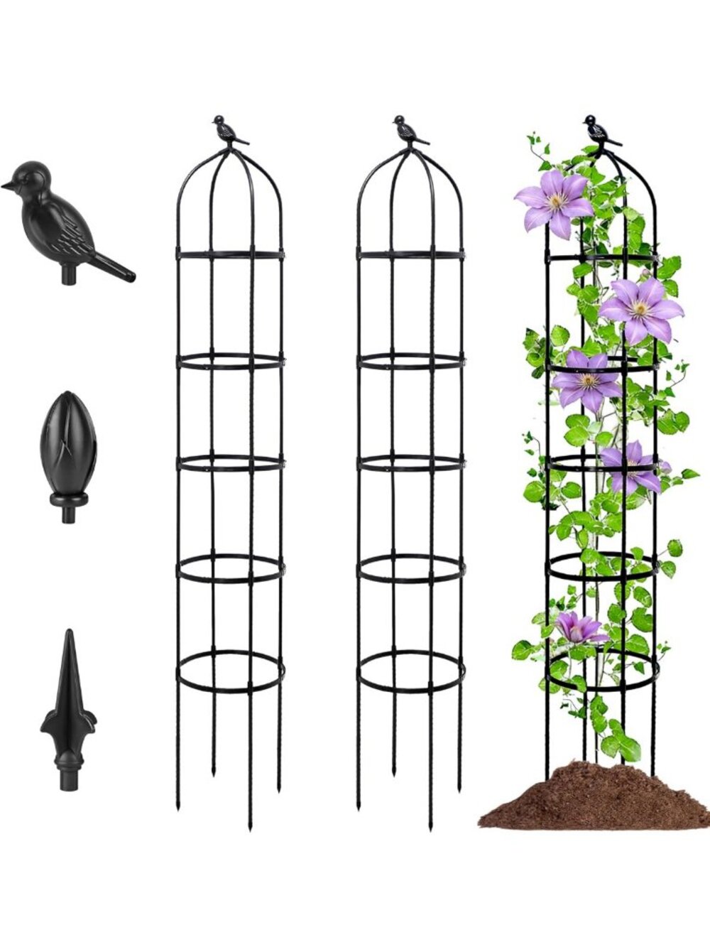 2-Pack 6.7FT Garden Obelisk Trellis for Climbing Plants,Adjustable 5-Tier Metal